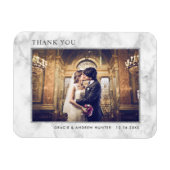 白モダン大理石シルバーグリッターありがとう写真 マグネット (横)