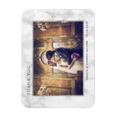 白モダン大理石シルバーグリッターありがとう写真 マグネット (縦)