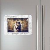 白モダン大理石シルバーグリッターありがとう写真 マグネット