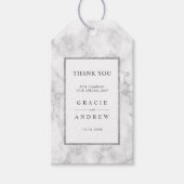 白モダン大理石シルバーグリッターありがとう ギフトタグ (正面)