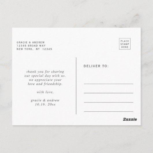 白モダン大理石シルバーグリッターありがとう ポストカード (裏面)