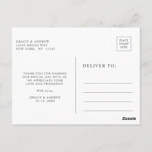 白モダン大理石シルバーグリッターありがとう ポストカード (裏面)