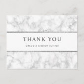 白モダン大理石シルバーグリッターありがとう ポストカード (正面)