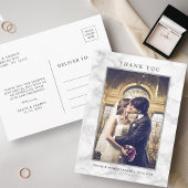 白モダン大理石シルバーグリッターありがとう ポストカード