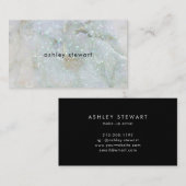 白モダン大理石シルバーグリッター虹色 名刺 (正面/裏面)