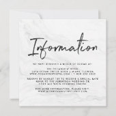 白モダン大理石スクリプト |の結婚情報 招待状 (正面)