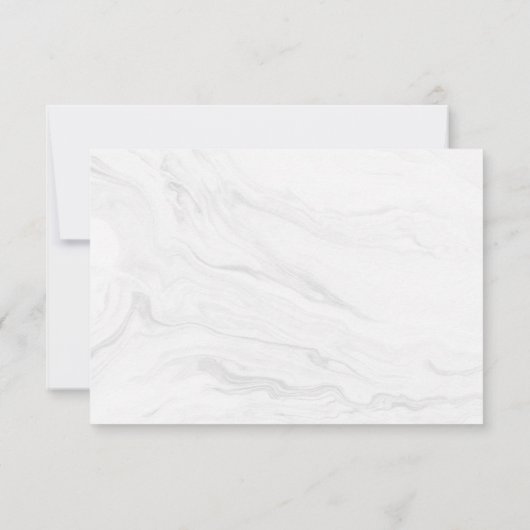白モダン大理石スクリプト |ウェディングRSVPカード 出欠カード (裏面)
