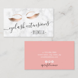白モダン大理石バラ金ゴールドまつ毛エクステンション 名刺