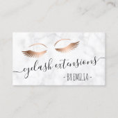 白モダン大理石バラ金ゴールドまつ毛エクステンション 名刺 (正面)