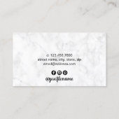 白モダン大理石バラ金ゴールドまぶしと眉 名刺 (裏面)