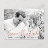 白モダン大理石バラ金ゴールドスクリプト日付の保存 案内ポストカード (正面)