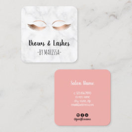 白モダン大理石バラ金ゴールド眉とまつげ スクエア名刺
