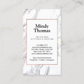 白モダン大理石フェイクバラ金ゴールド枠 名刺 (裏面)