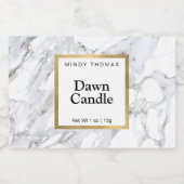 白モダン大理石フェイク金ゴールドフレームキャンドル フードラベル (シングルラベル)