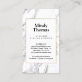 白モダン大理石フェイク金ゴールド枠 名刺 (裏面)