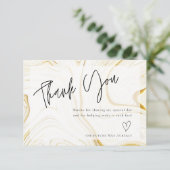 白モダン大理石ブライダルシャワーサンキューカード サンキューカード (スタンド正面)