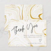 白モダン大理石ブライダルシャワーサンキューカード サンキューカード (正面/裏面)