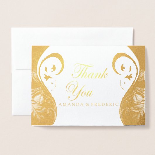 白モダン大理石ブラック抽象芸術サンキューカード 箔カード (封筒付き正面)