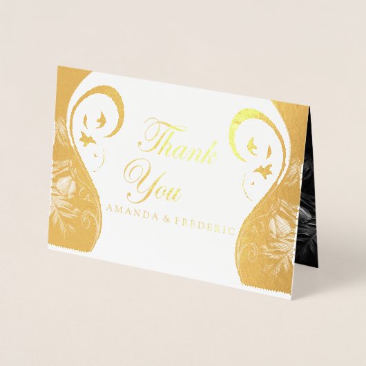 白モダン大理石ブラック抽象芸術サンキューカード 箔カード (正面)