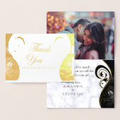 白モダン大理石ブラック抽象芸術サンキューカード 箔カード (ディスプレー)