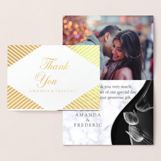 白モダン大理石ブラック抽象芸術サンキューカード 箔カード (ディスプレー)