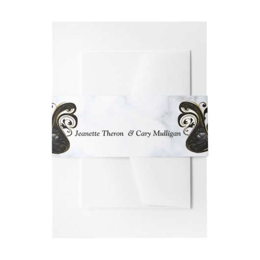 白モダン大理石ブラック抽象芸術ベリーバンド 招待状ベリーバンド (正面例)