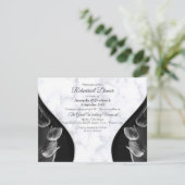 白モダン大理石ブラック抽象芸術 招待状 (スタンド正面)