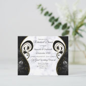 白モダン大理石ブラック抽象芸術 招待状 (スタンド正面)