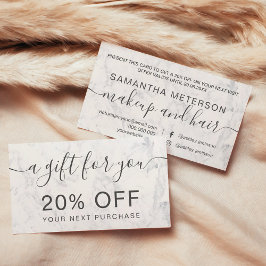 白モダン大理石プロフェッショナルタイポグラフィ 割引カード