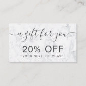 白モダン大理石プロフェッショナルタイポグラフィ 割引カード (正面)
