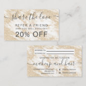 白モダン大理石ヘアメイクアップ金ゴールドグリッター 紹介カード (正面/裏面)