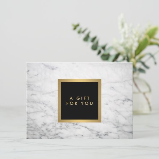 白モダン大理石ラグジュアリーギフト証明書 (スタンド正面)