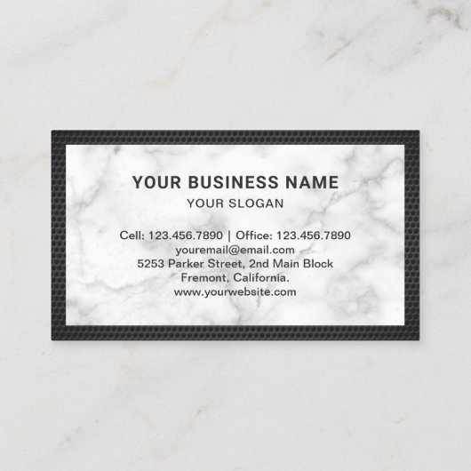 白モダン大理石手利自動修復整備士 名刺 (裏面)