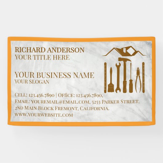 白モダン大理石手利自動修復整備士 横断幕 (横)