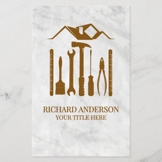 白モダン大理石手利自動修理サービス チラシ (正面)