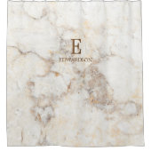 白モダン大理石模様モノグラム名 シャワーカーテン (正面)