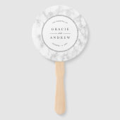 白モダン大理石結婚式 プログラム ハンドファン (正面)