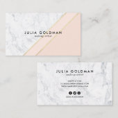 白モダン大理石赤面ピンクのシックな金ゴールド幾何学的 名刺 (正面/裏面)