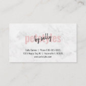 白モダン大理石赤面ピンクのペスタイ。 名刺 (裏面)