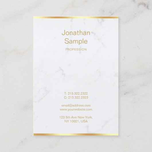 白モダン大理石金ゴールドスクリプトラグジュアリーテンプレート 名刺 (裏面)