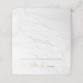 白モダン大理石金ゴールドスクリプト | 結婚s プレイスカード (外部開封)
