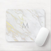 白モダン大理石金ゴールド マウスパッド (マウス)