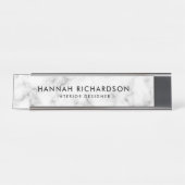 白モダン大理石 | カスタマイズ デスクネームプレート (正面)