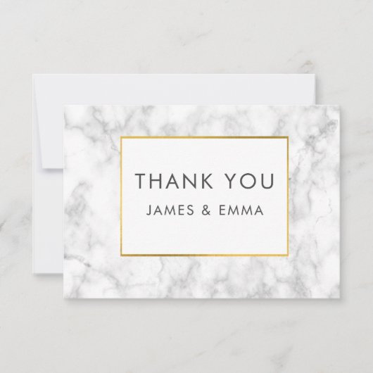 白モダン大理石 サンキューカード (正面)