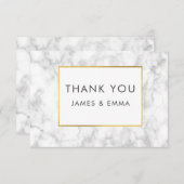 白モダン大理石 サンキューカード (正面/裏面)