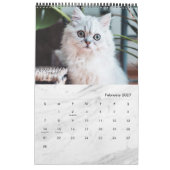 白モダン大理石 – ペ独身のージのカスタムペット写真 カレンダー (2月 2027)