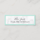 白モダン大理石&ミントグリーンネイリスト スキニー名刺 (正面)