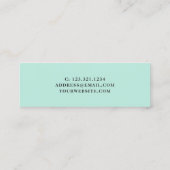 白モダン大理石&ミントグリーンネイリスト スキニー名刺 (裏面)
