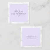白モダン大理石・紫ネイリスト スクエア名刺 (正面/裏面)