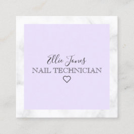 白モダン大理石・紫ネイリスト スクエア名刺